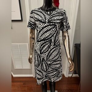 Ann Taylor Black and White Leaf Dot Dress